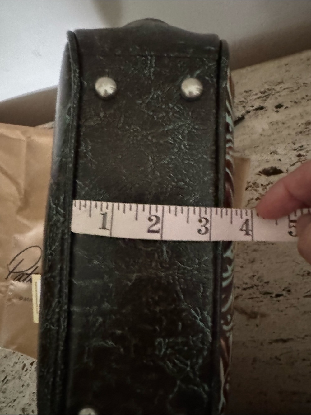 Patricia Nash Gracchi Turquoise Tooled Leather Frame Satchel. MSRP $279 - Picture 13 of 13
